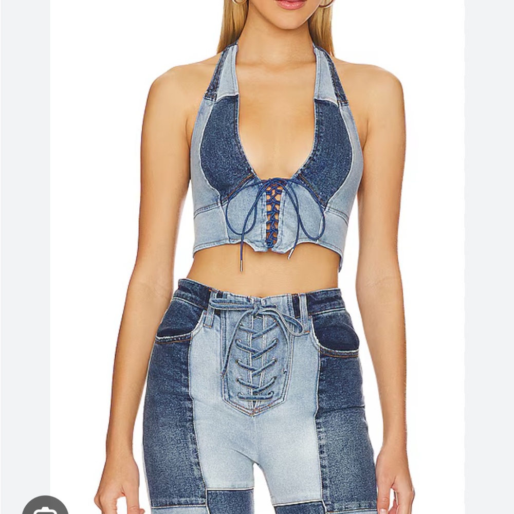 x REVOLVE Ingrid Top in Vintage Blue Wash